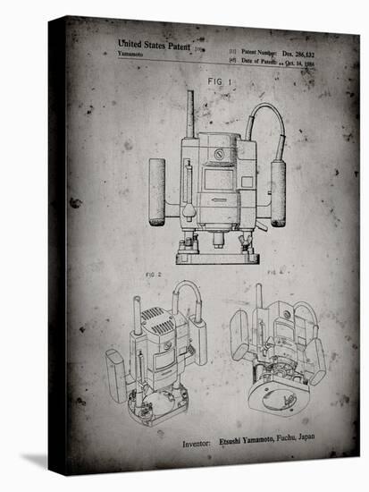 PP1025-Faded Grey Ryobi Portable Router Patent Poster-Cole Borders-Stretched Canvas