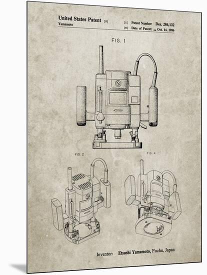 PP1025-Sandstone Ryobi Portable Router Patent Poster-Cole Borders-Mounted Giclee Print