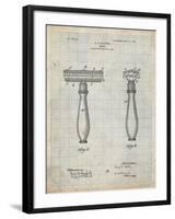 PP1026-Antique Grid Parchment Safety Razor Patent Poster-Cole Borders-Framed Giclee Print