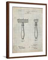 PP1026-Antique Grid Parchment Safety Razor Patent Poster-Cole Borders-Framed Giclee Print