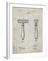 PP1026-Antique Grid Parchment Safety Razor Patent Poster-Cole Borders-Framed Giclee Print