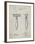 PP1026-Antique Grid Parchment Safety Razor Patent Poster-Cole Borders-Framed Giclee Print