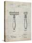 PP1026-Antique Grid Parchment Safety Razor Patent Poster-Cole Borders-Stretched Canvas
