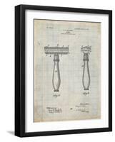 PP1026-Antique Grid Parchment Safety Razor Patent Poster-Cole Borders-Framed Giclee Print