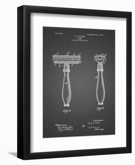 PP1026-Black Grid Safety Razor Patent Poster-Cole Borders-Framed Premium Giclee Print