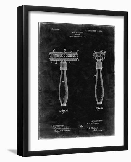 PP1026-Black Grunge Safety Razor Patent Poster-Cole Borders-Framed Giclee Print