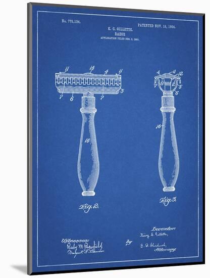 PP1026-Blueprint Safety Razor Patent Poster-Cole Borders-Mounted Giclee Print