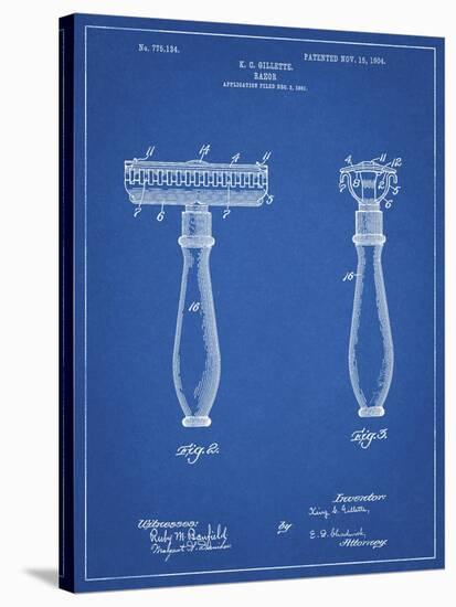PP1026-Blueprint Safety Razor Patent Poster-Cole Borders-Stretched Canvas