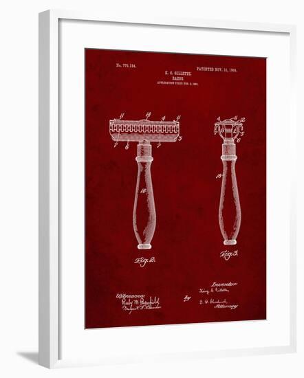 PP1026-Burgundy Safety Razor Patent Poster-Cole Borders-Framed Giclee Print