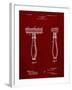 PP1026-Burgundy Safety Razor Patent Poster-Cole Borders-Framed Giclee Print