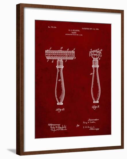 PP1026-Burgundy Safety Razor Patent Poster-Cole Borders-Framed Giclee Print