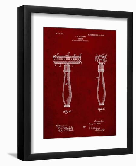 PP1026-Burgundy Safety Razor Patent Poster-Cole Borders-Framed Premium Giclee Print