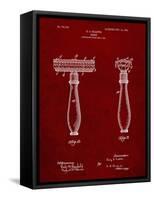 PP1026-Burgundy Safety Razor Patent Poster-Cole Borders-Framed Stretched Canvas
