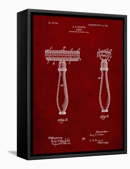 PP1026-Burgundy Safety Razor Patent Poster-Cole Borders-Framed Stretched Canvas