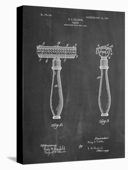 PP1026-Chalkboard Safety Razor Patent Poster-Cole Borders-Stretched Canvas