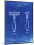 PP1026-Faded Blueprint Safety Razor Patent Poster-Cole Borders-Mounted Giclee Print