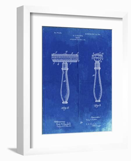 PP1026-Faded Blueprint Safety Razor Patent Poster-Cole Borders-Framed Giclee Print