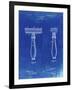 PP1026-Faded Blueprint Safety Razor Patent Poster-Cole Borders-Framed Giclee Print