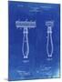 PP1026-Faded Blueprint Safety Razor Patent Poster-Cole Borders-Mounted Giclee Print