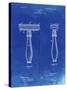 PP1026-Faded Blueprint Safety Razor Patent Poster-Cole Borders-Stretched Canvas