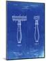 PP1026-Faded Blueprint Safety Razor Patent Poster-Cole Borders-Mounted Premium Giclee Print