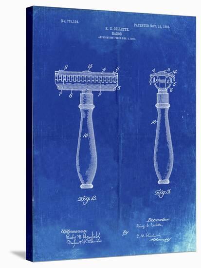 PP1026-Faded Blueprint Safety Razor Patent Poster-Cole Borders-Stretched Canvas