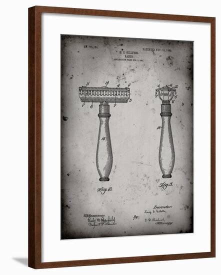 PP1026-Faded Grey Safety Razor Patent Poster-Cole Borders-Framed Giclee Print