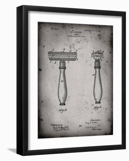 PP1026-Faded Grey Safety Razor Patent Poster-Cole Borders-Framed Giclee Print