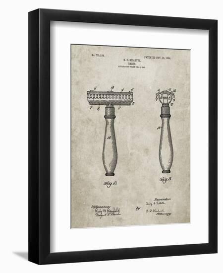 PP1026-Sandstone Safety Razor Patent Poster-Cole Borders-Framed Premium Giclee Print