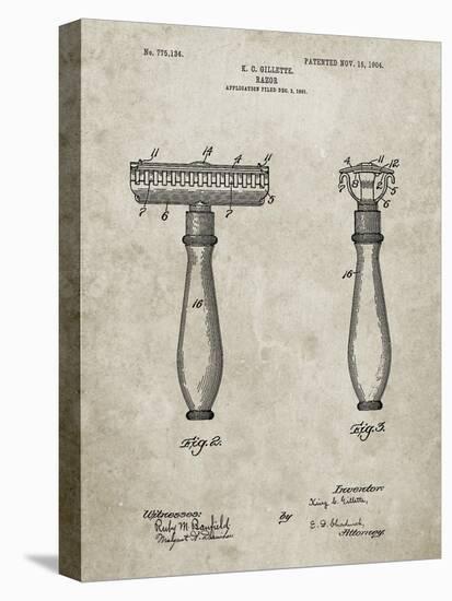 PP1026-Sandstone Safety Razor Patent Poster-Cole Borders-Stretched Canvas