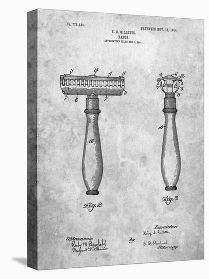 PP1026-Slate Safety Razor Patent Poster-Cole Borders-Stretched Canvas