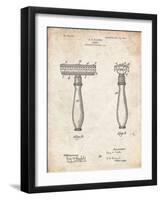 PP1026-Vintage Parchment Safety Razor Patent Poster-Cole Borders-Framed Giclee Print