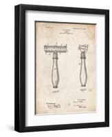 PP1026-Vintage Parchment Safety Razor Patent Poster-Cole Borders-Framed Premium Giclee Print