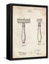 PP1026-Vintage Parchment Safety Razor Patent Poster-Cole Borders-Framed Stretched Canvas