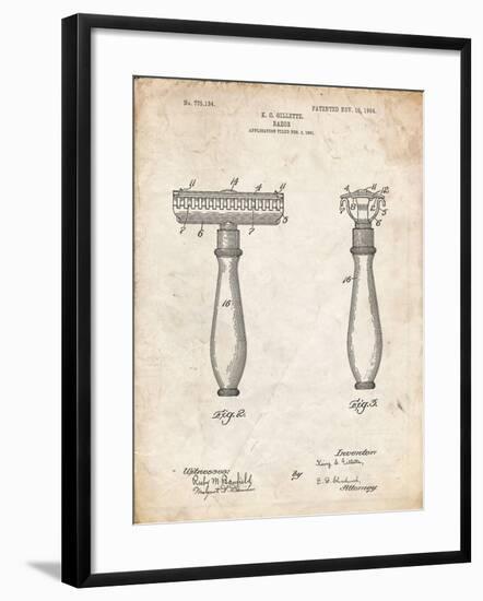 PP1026-Vintage Parchment Safety Razor Patent Poster-Cole Borders-Framed Giclee Print