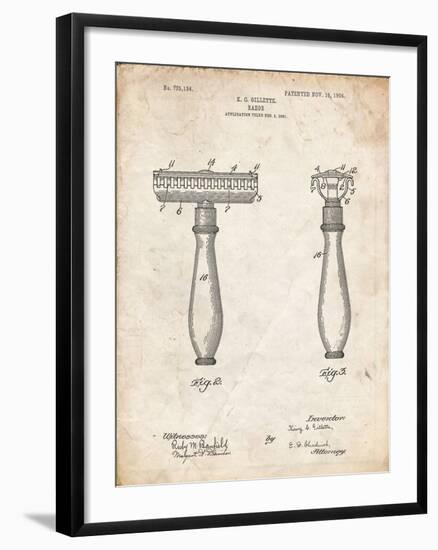 PP1026-Vintage Parchment Safety Razor Patent Poster-Cole Borders-Framed Giclee Print