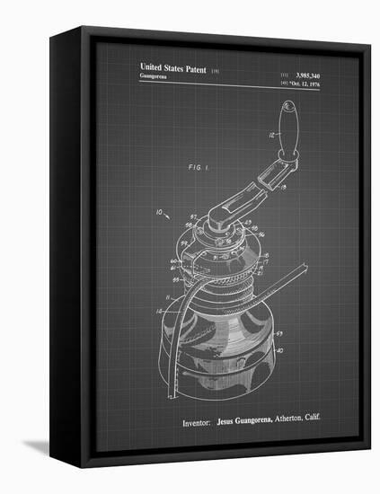 PP1027-Black Grid Sailboat Winch Patent Poster-Cole Borders-Framed Stretched Canvas