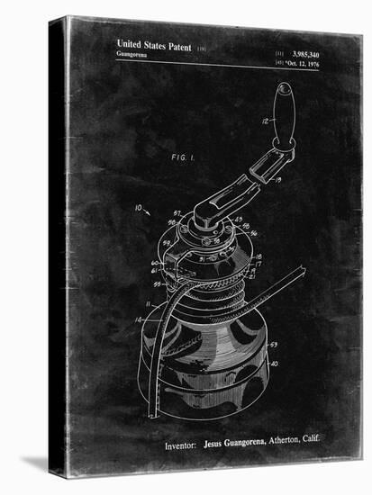 PP1027-Black Grunge Sailboat Winch Patent Poster-Cole Borders-Stretched Canvas