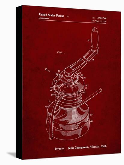 PP1027-Burgundy Sailboat Winch Patent Poster-Cole Borders-Stretched Canvas