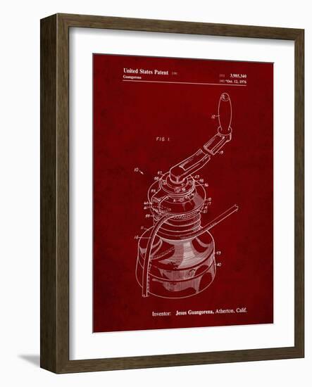 PP1027-Burgundy Sailboat Winch Patent Poster-Cole Borders-Framed Giclee Print