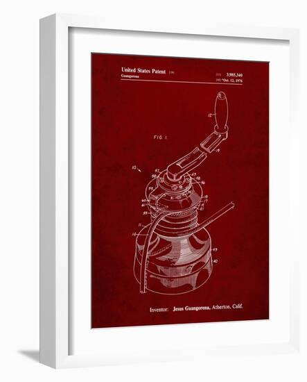 PP1027-Burgundy Sailboat Winch Patent Poster-Cole Borders-Framed Giclee Print