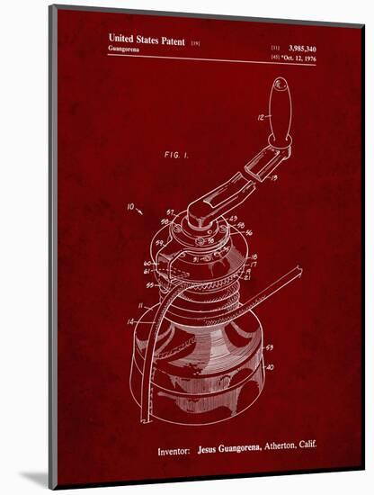 PP1027-Burgundy Sailboat Winch Patent Poster-Cole Borders-Mounted Giclee Print