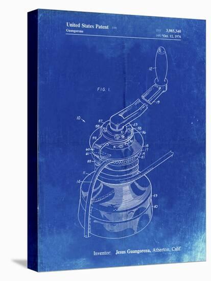 PP1027-Faded Blueprint Sailboat Winch Patent Poster-Cole Borders-Stretched Canvas