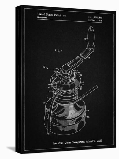 PP1027-Vintage Black Sailboat Winch Patent Poster-Cole Borders-Stretched Canvas