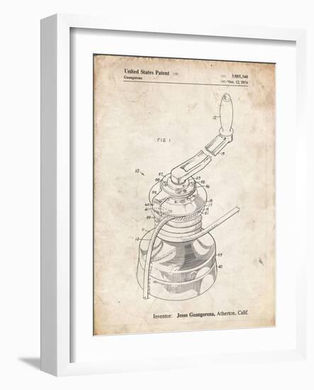 PP1027-Vintage Parchment Sailboat Winch Patent Poster-Cole Borders-Framed Giclee Print