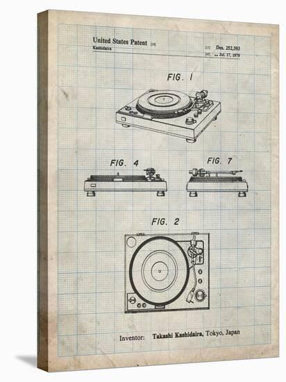 PP1028-Antique Grid Parchment Sansui Turntable 1979 Patent Poster-Cole Borders-Stretched Canvas