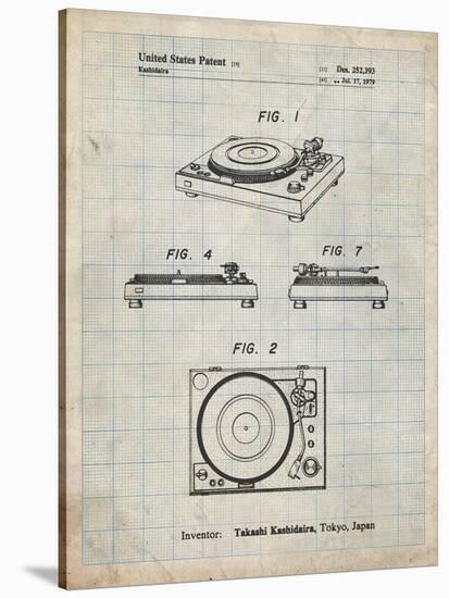 PP1028-Antique Grid Parchment Sansui Turntable 1979 Patent Poster-Cole Borders-Stretched Canvas