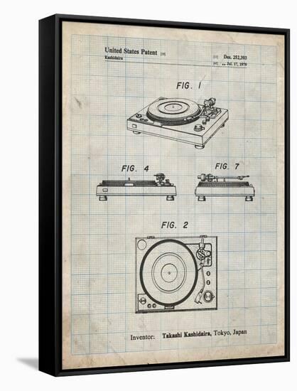 PP1028-Antique Grid Parchment Sansui Turntable 1979 Patent Poster-Cole Borders-Framed Stretched Canvas