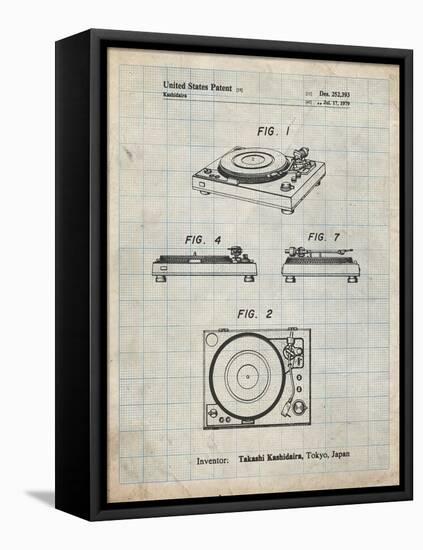 PP1028-Antique Grid Parchment Sansui Turntable 1979 Patent Poster-Cole Borders-Framed Stretched Canvas