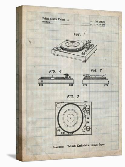 PP1028-Antique Grid Parchment Sansui Turntable 1979 Patent Poster-Cole Borders-Stretched Canvas